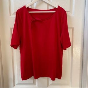 Talbots Cotton Tee - Crew Neck with Tie - Short Sleeve Size XL
